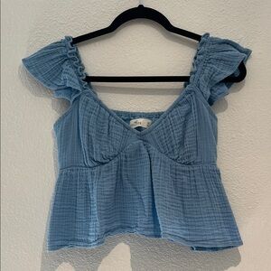 Hollister Blue Ruffled Blouse